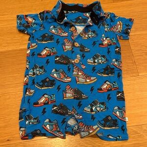 Posh Peanut Blue Sneaker Print Button Down Shirt